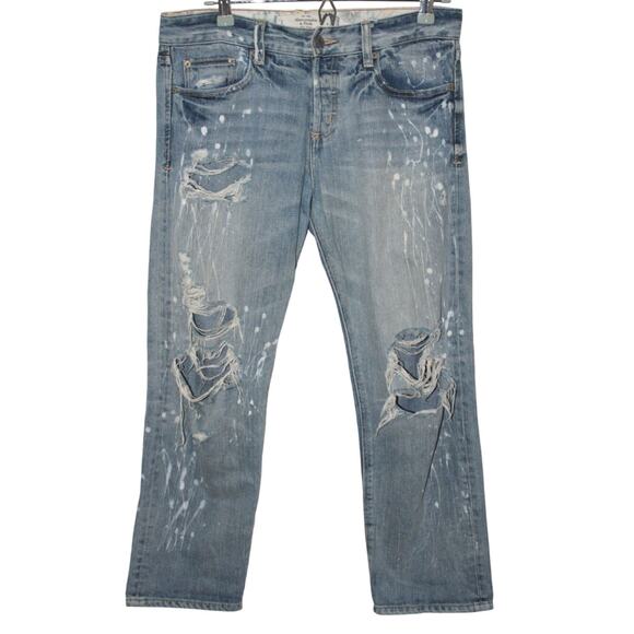 Abercrombie and Fitch paint Splattered Distressed Vintage Jeans Size 2 - Picture 1 of 6